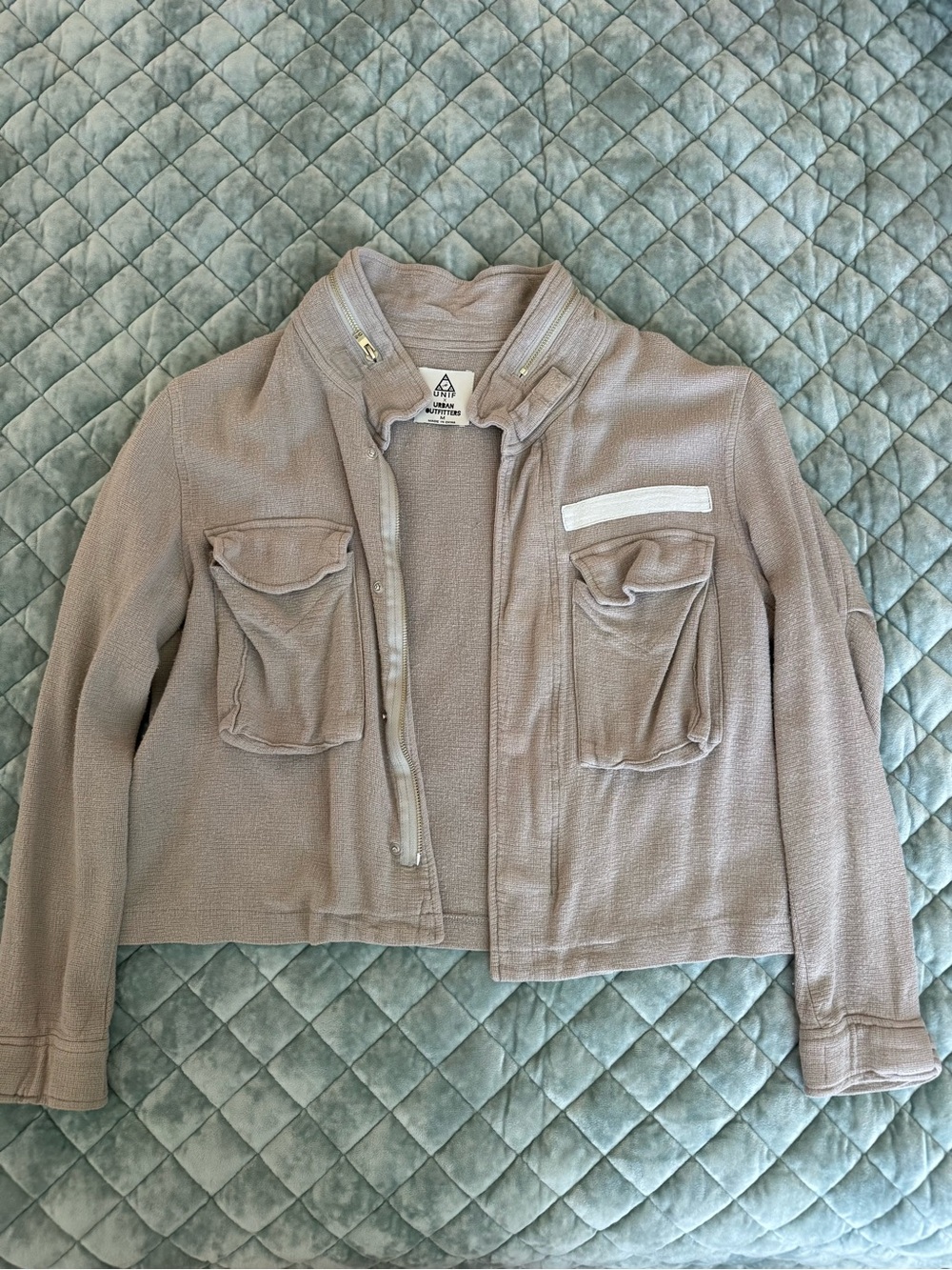 UNIF Light Taupe Utility Crop Jacket with Patch Pockets